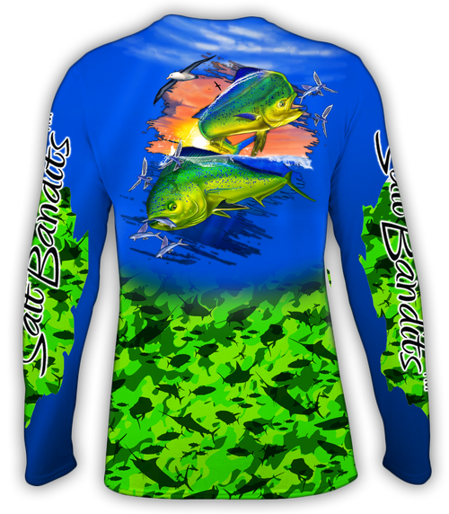 SaltBandits™ Mahi Green Camouflage Performance Long Sleeve T-Shirt