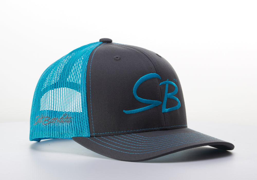 SaltBandits™ Trucker Hat Charcoal/Neon Blue