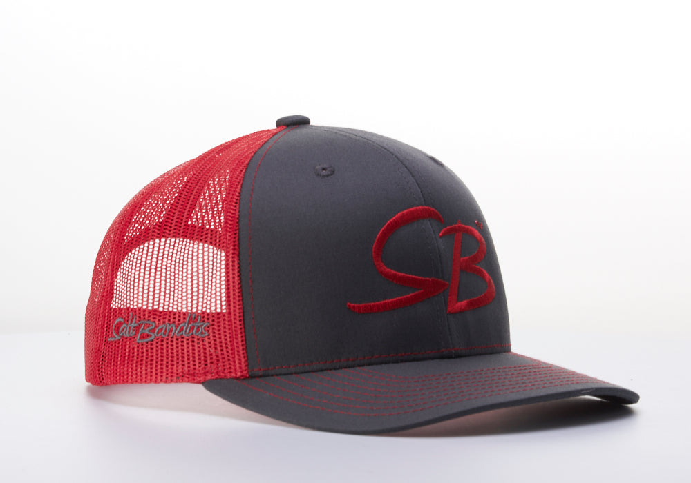 SaltBandits™ Trucker Hat Charcoal/Red