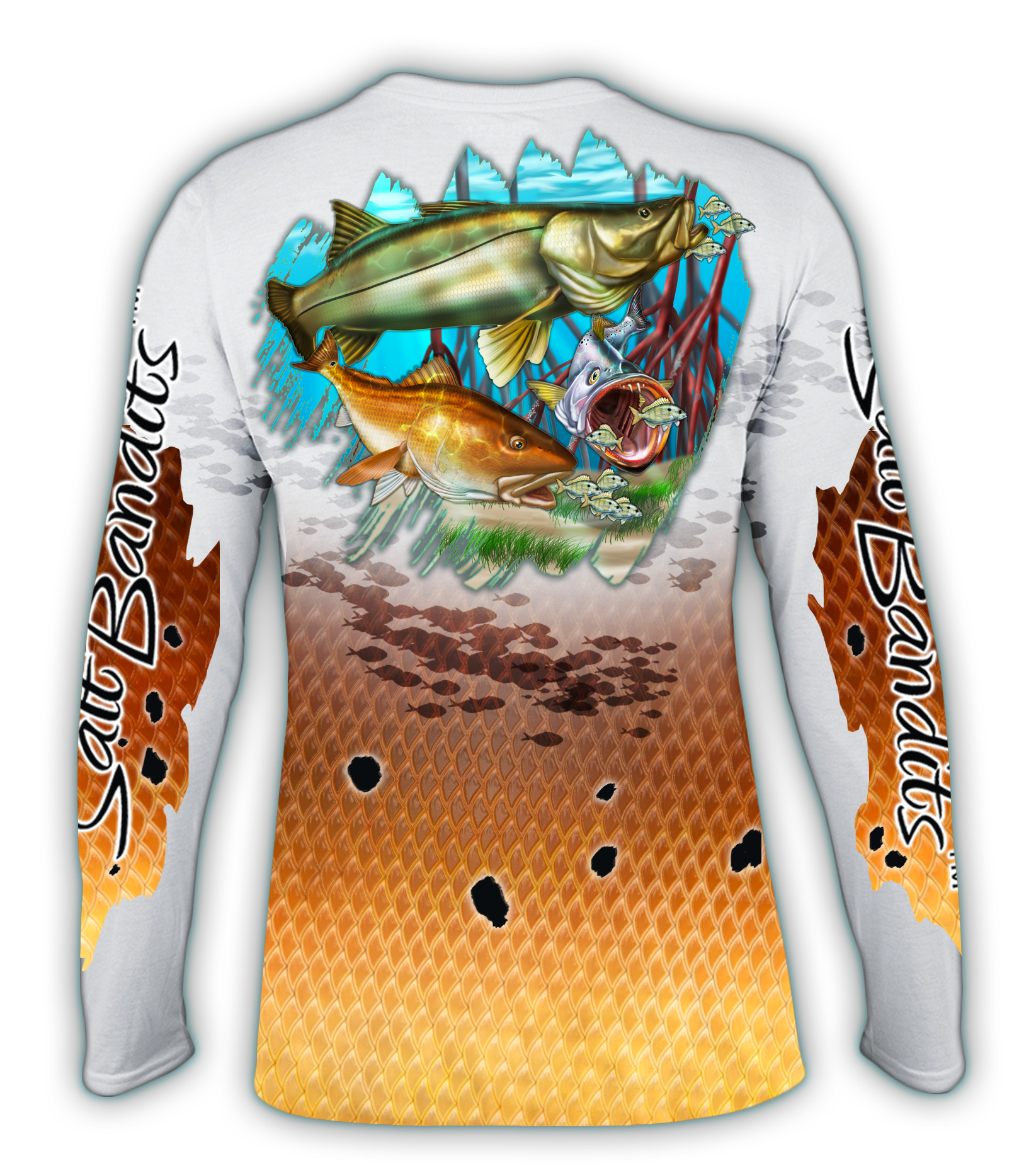 SaltBandits Red Fish Performance Long Sleeve T-shirt