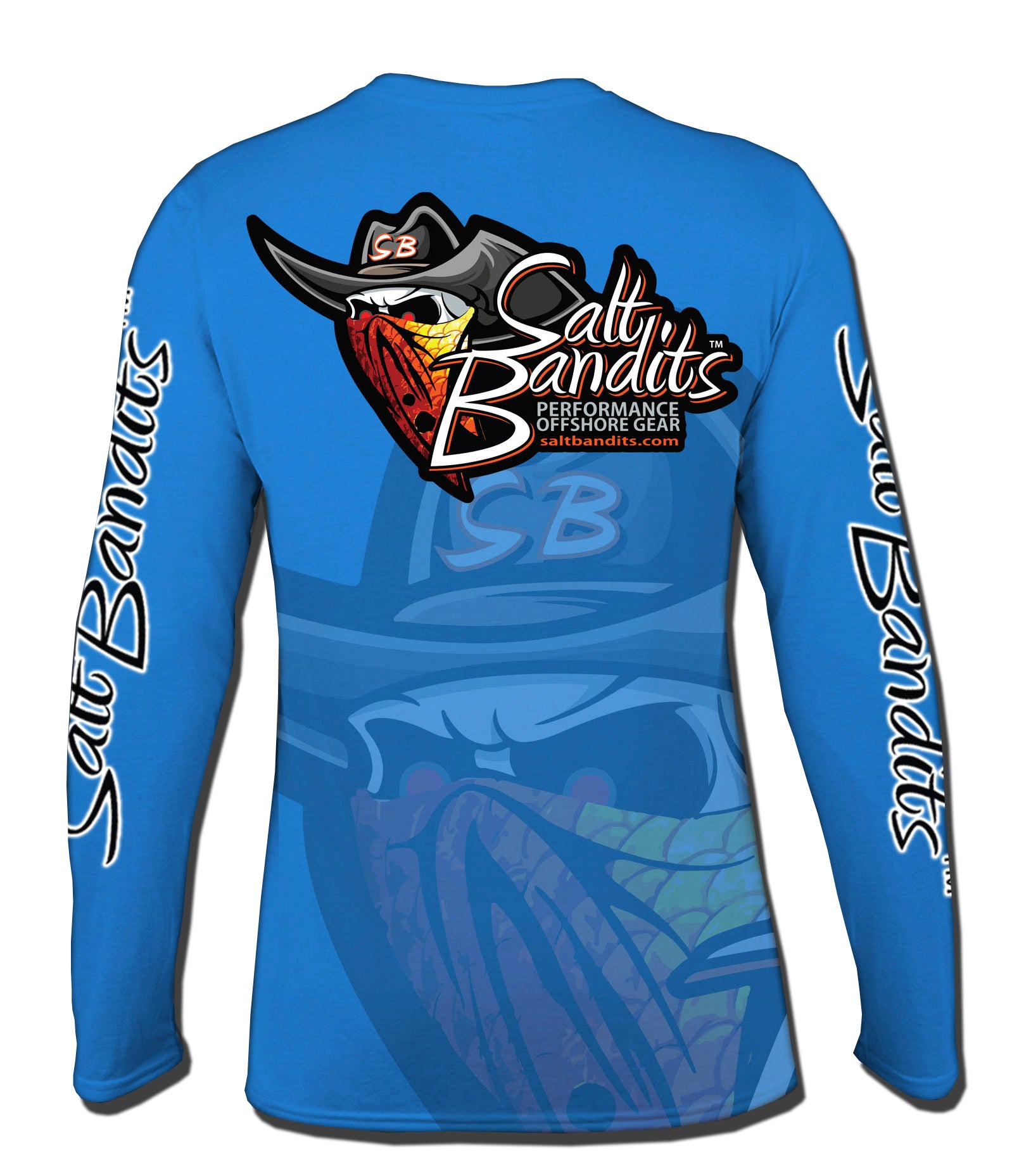 SaltBandits™ Blue Ghosted Tuna Logo Performance Long Sleeve T-shirt