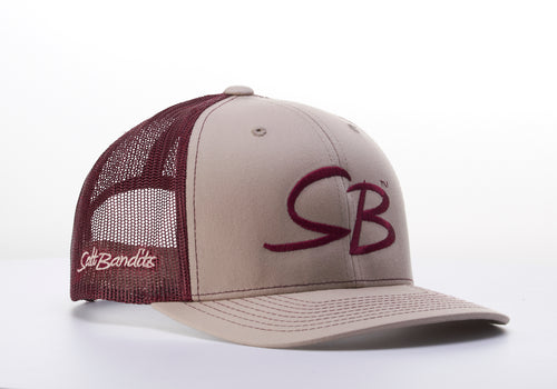 SaltBandits™  Trucker Hat Khaki/Burgundy
