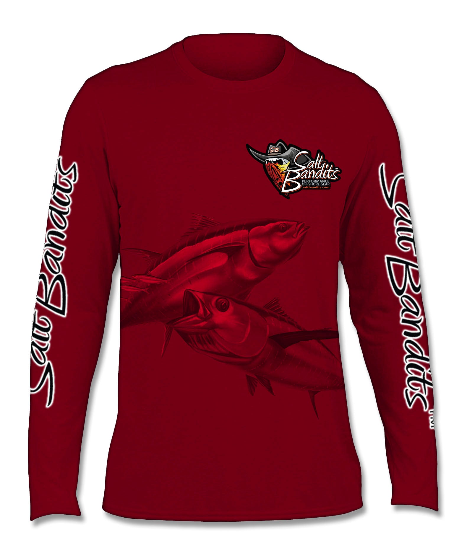 SaltBandits™ Ghosted Tuna Logo Performance Long Sleeve T-shirt