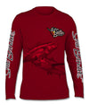Salt Bandits™ Dark Burgundy Ghosted Tuna Logo Performance Long Sleeve T-shirt-Salt Bandits™
