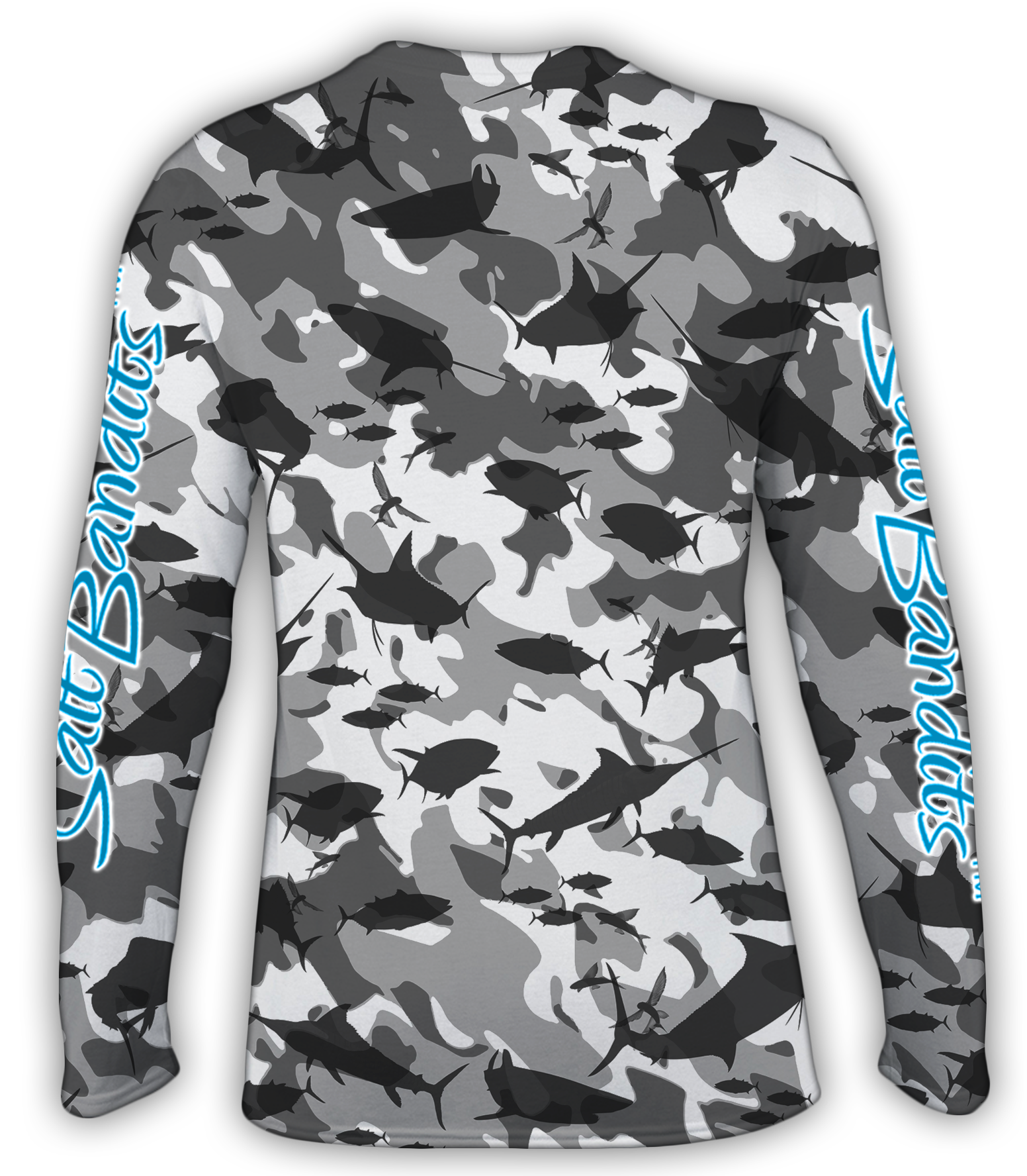 SaltBandits™ Grey Camouflage Performance Long Sleeve T-Shirt